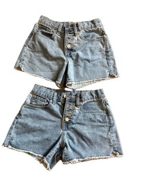 Lot of 2 Old Navy Girls Size 10 High-Rise Light Wash Denim Shorts Frayed Hem